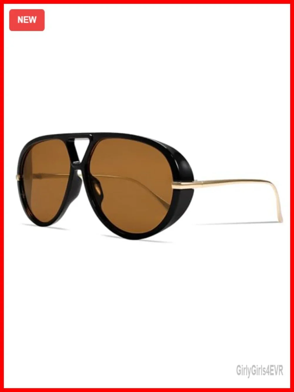 Retro Oversized Gold Metal Aviator Sunglasses UV Protection 70s Vintage